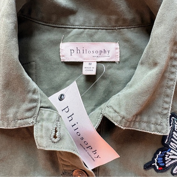 Philosophy by Anthropology Butterfly Patch Cropped Utility Jacket NWT Medium - Picture 6 of 9